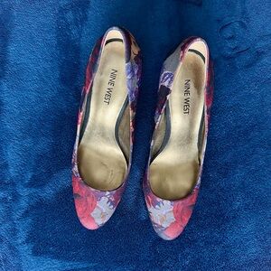 Nine West Red and Purple Floral Heels